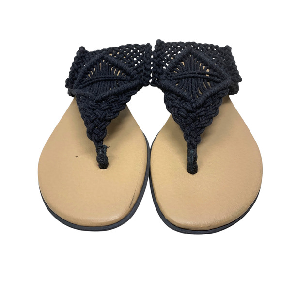 Soul by Naturalizer Relax Sz 9.5 Black Macrame Woven Thong Sandals Flip Flops - Picture 3 of 7